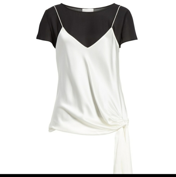 Cinq a Sept Rory Layered Tie-Hem Top - Picture 1 of 2